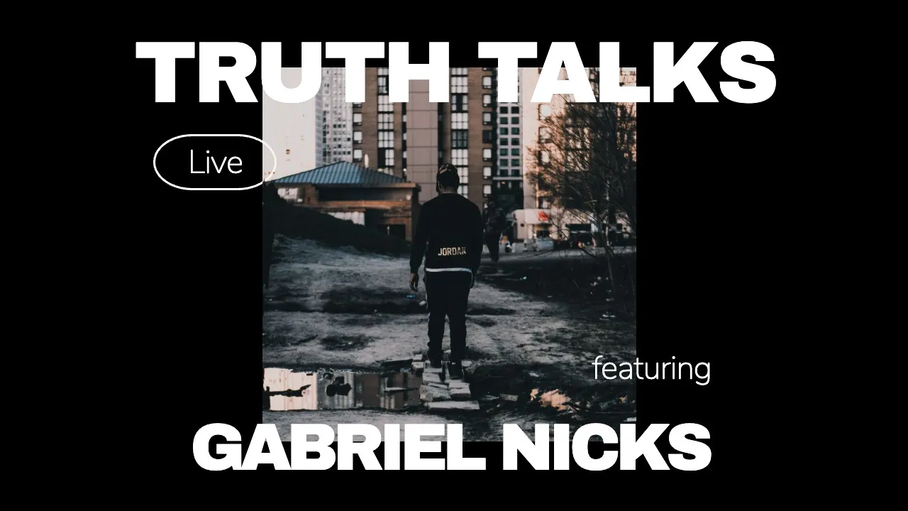 Podcast YouTube thumbnail template from Snappa featuring the Archivo Black font with oversized white text and a portrait image on a dark background