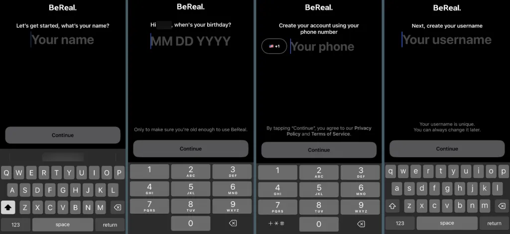 bereal profile setup