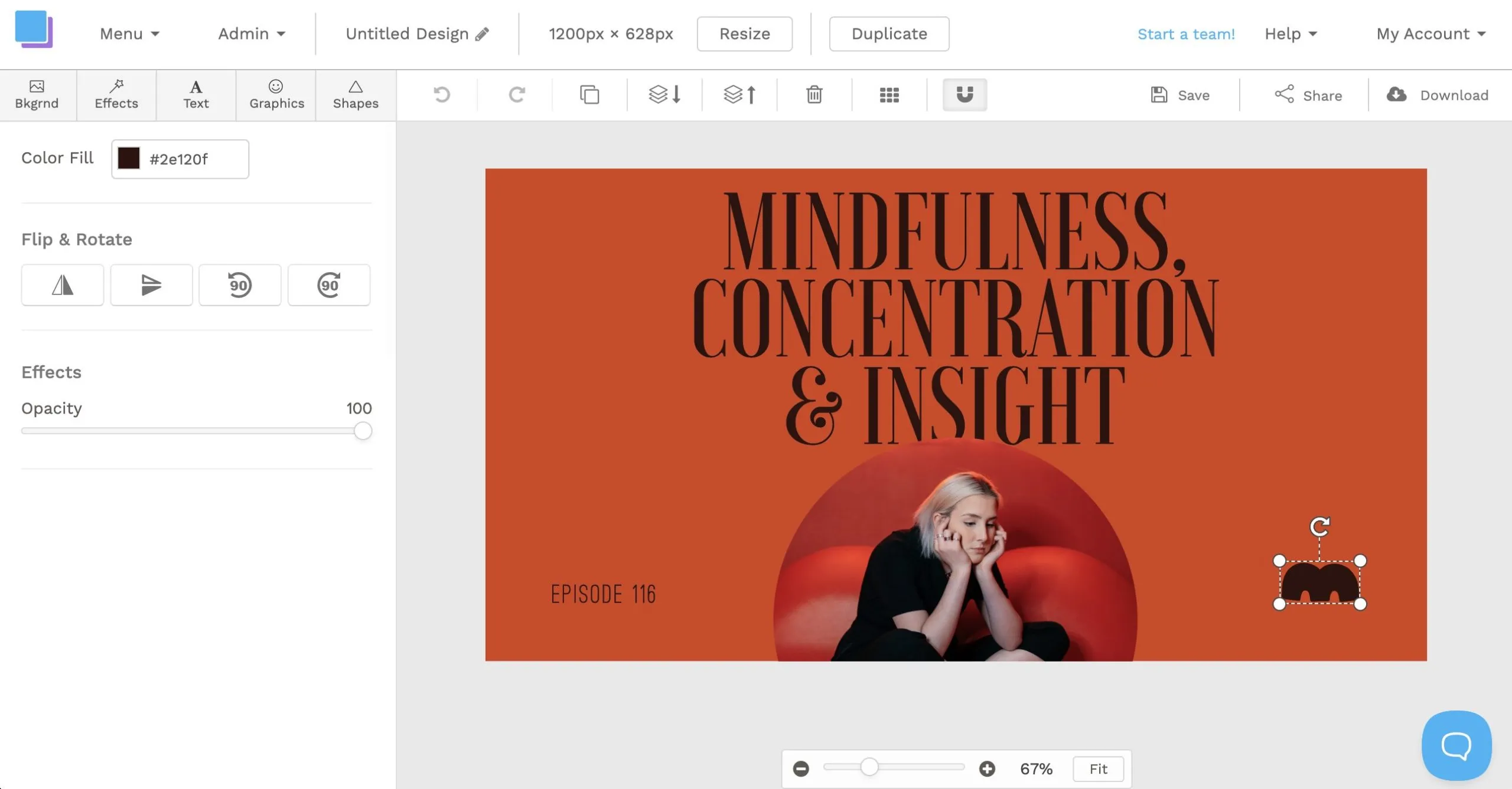 Blog featured image creator in Snappa