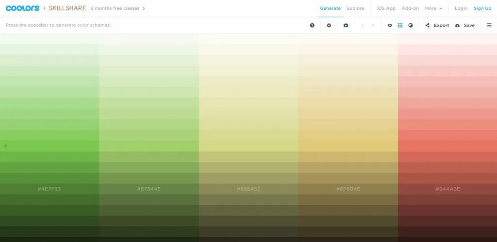 Coolors color scheme generator