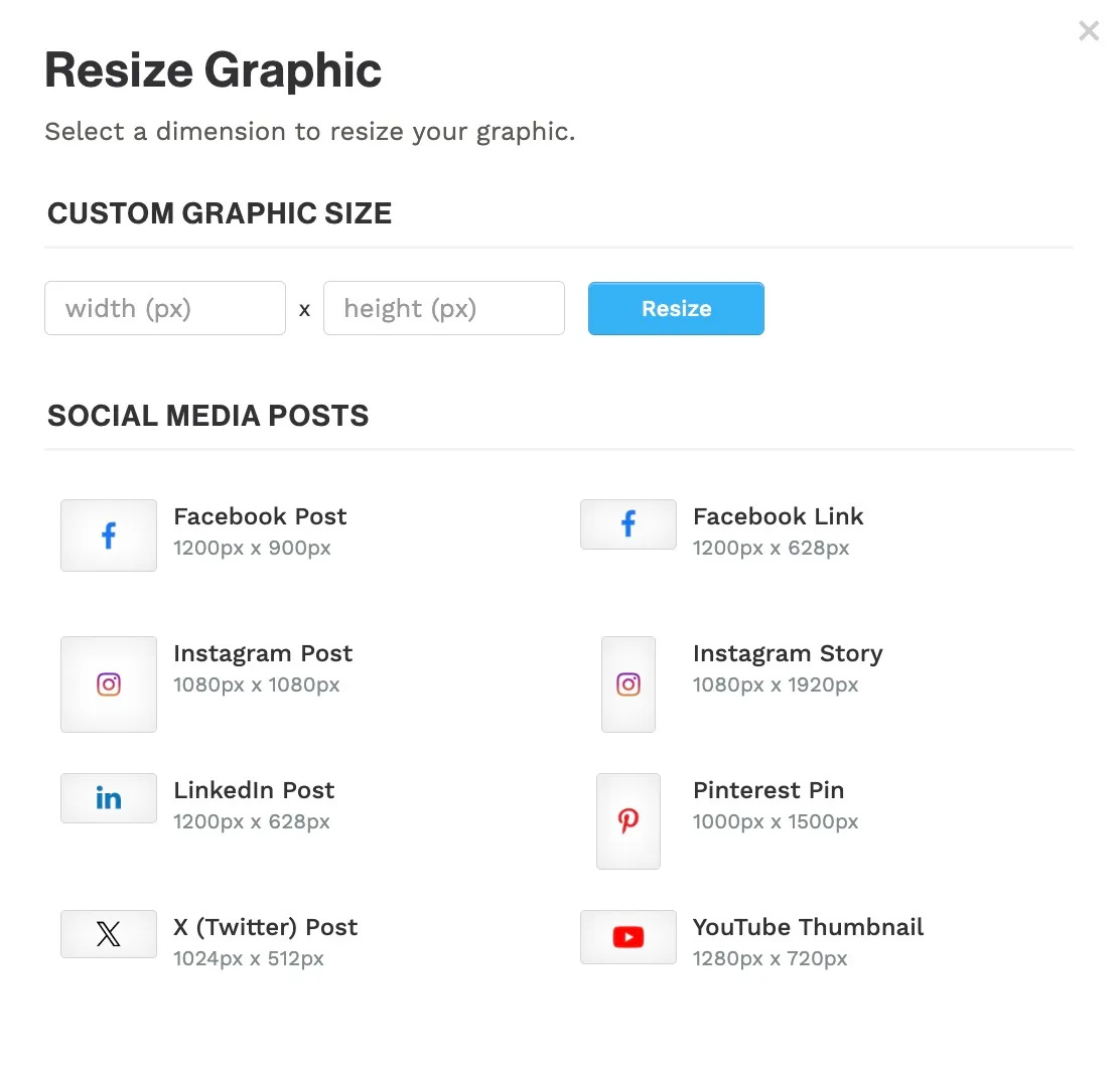 Free image resizer in Snappa