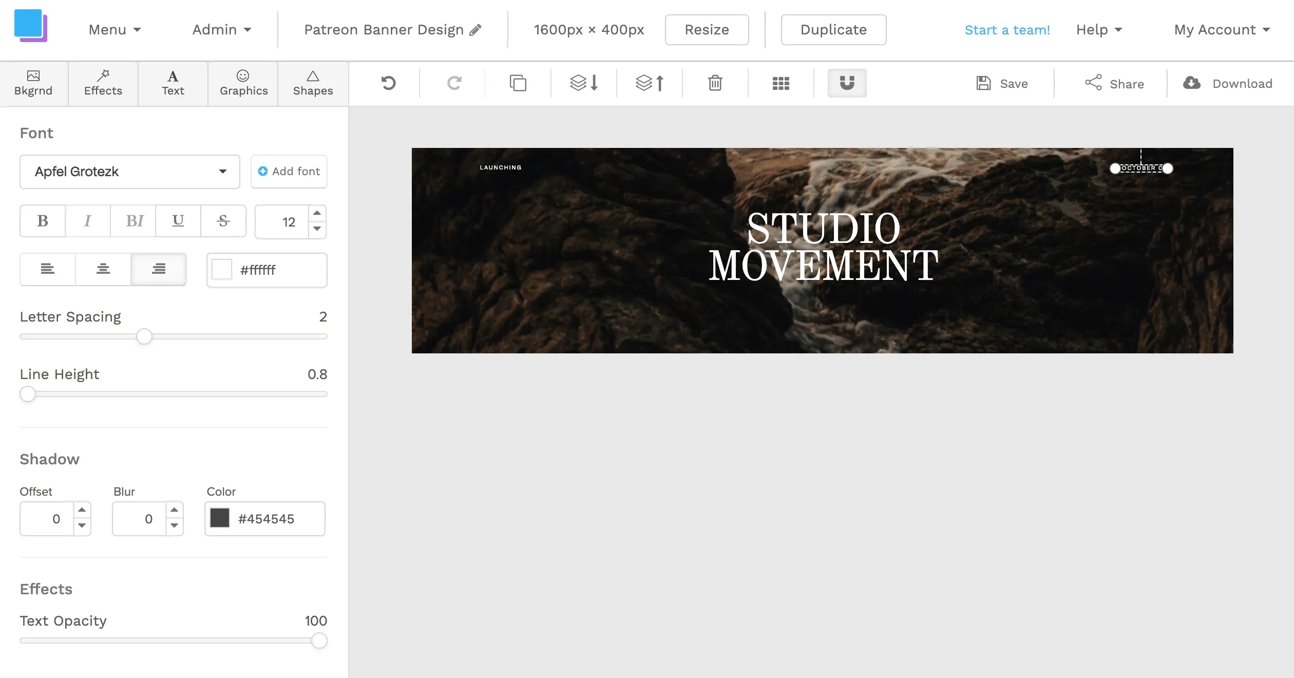 Free Patreon banner designer in Snappa