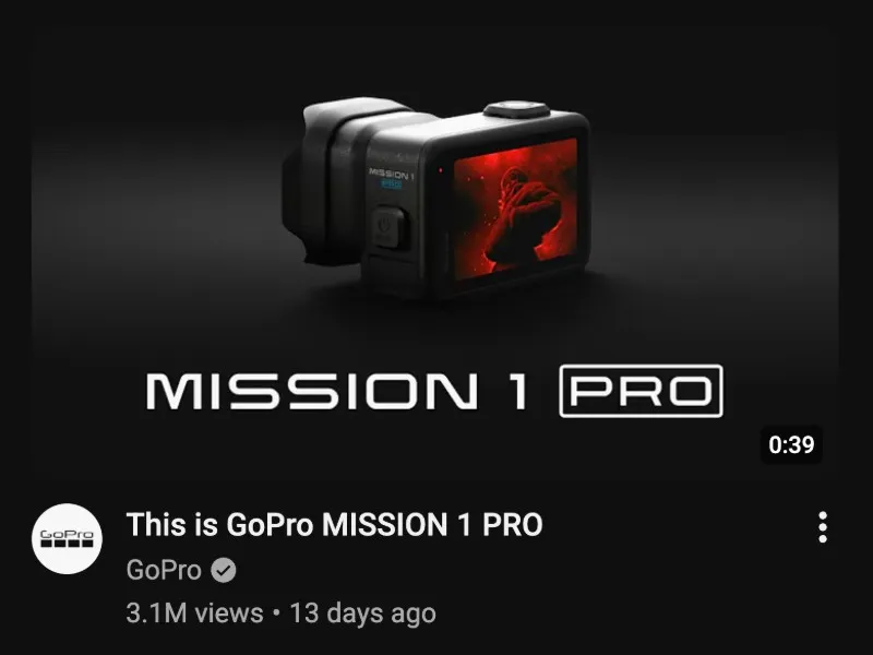 A GoPro YouTube thumbnail featuring a close-up image of a GoPro camera with modern text on a dark background
