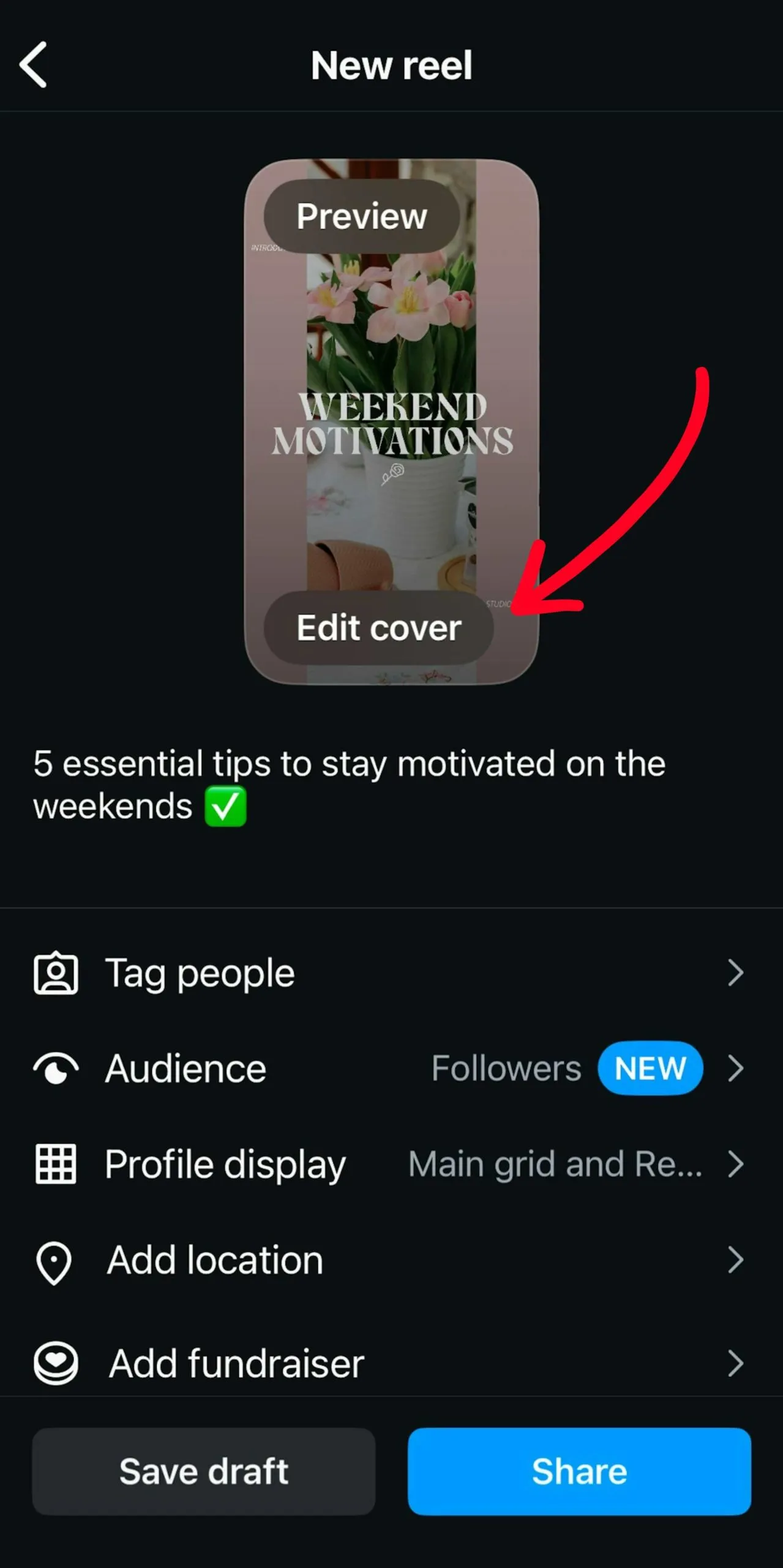 How to edit Instagram Reel cover