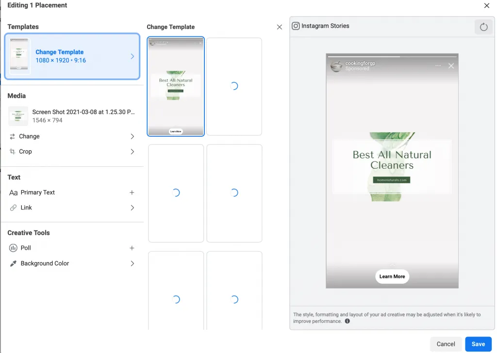 Upload Facebook Ad Size