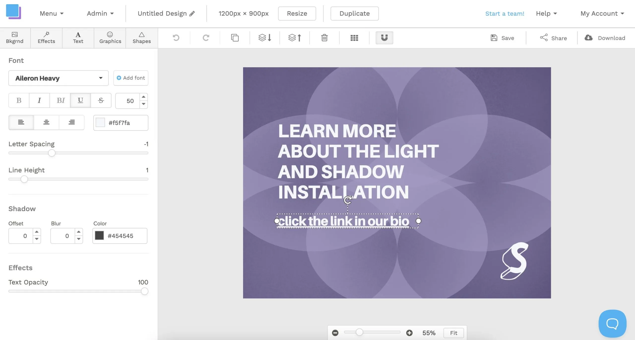 Image and text editor in Snappa