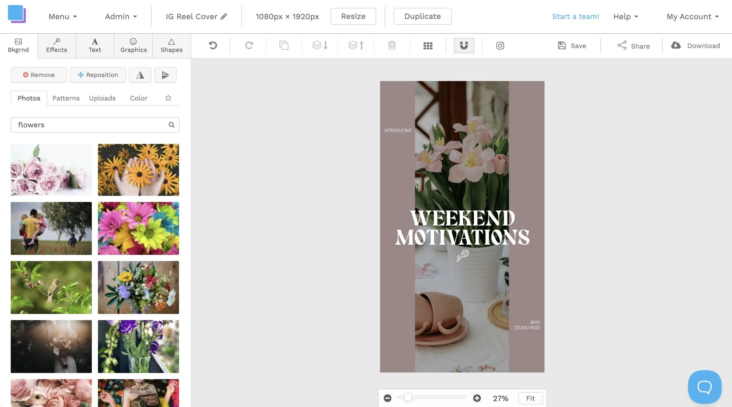 Instagram Reel cover template from Snappa