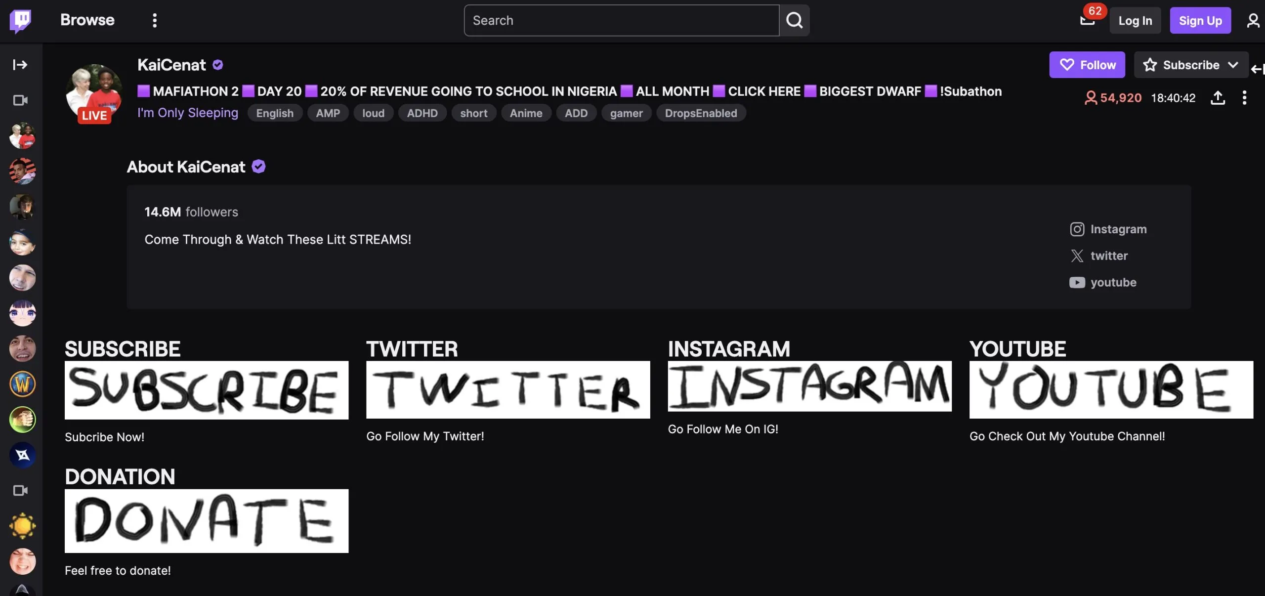 Kai Cenat Twitch panel design