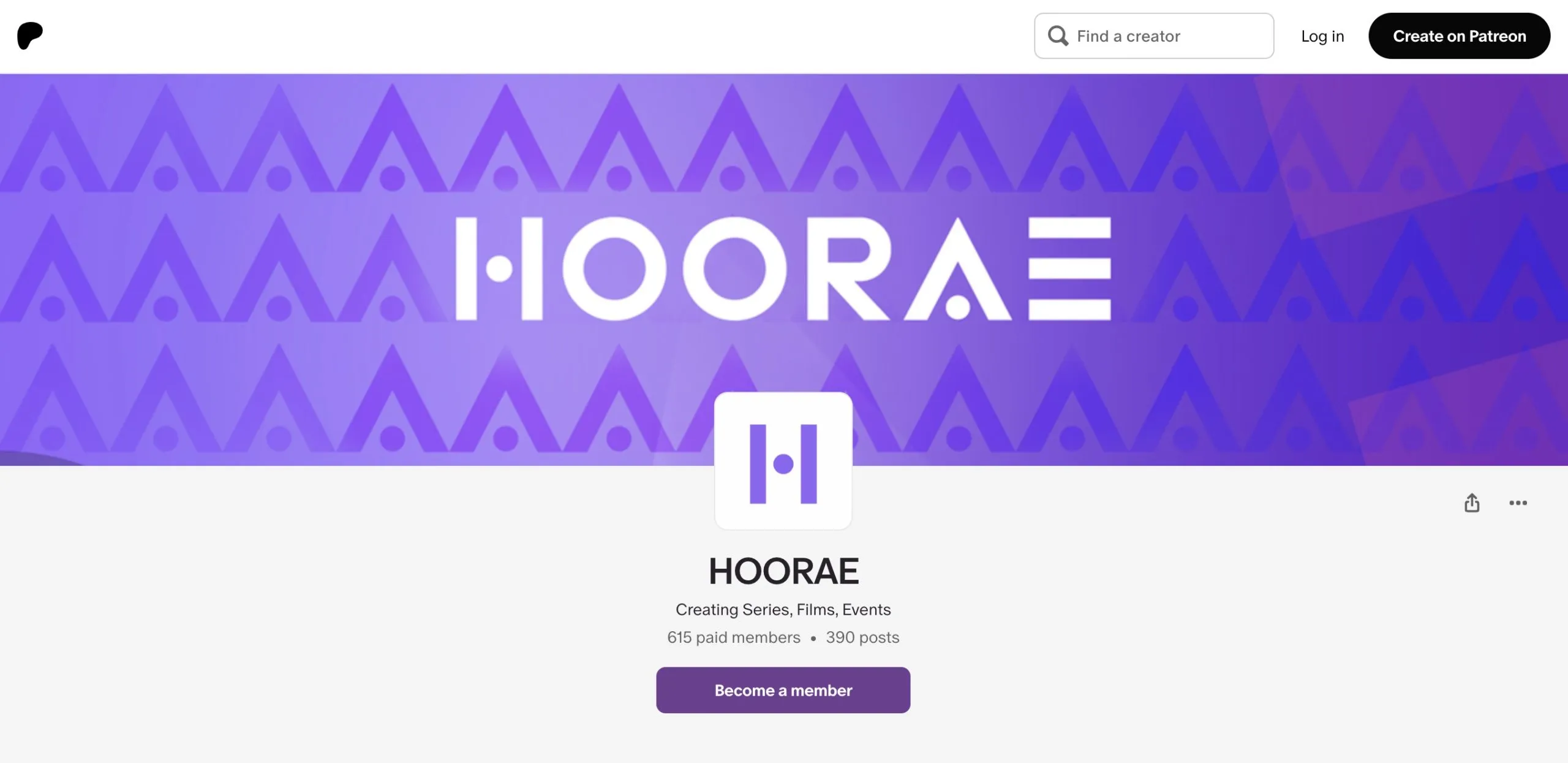 Patreon banner design from Hoorae Patreon profile