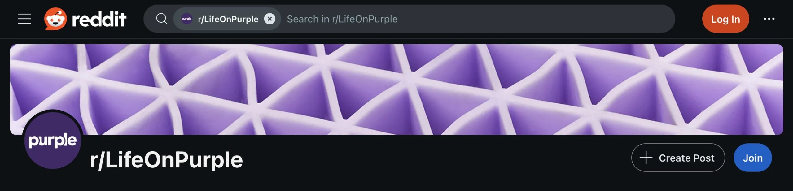 Reddit banner example from Purple mattress subreddit