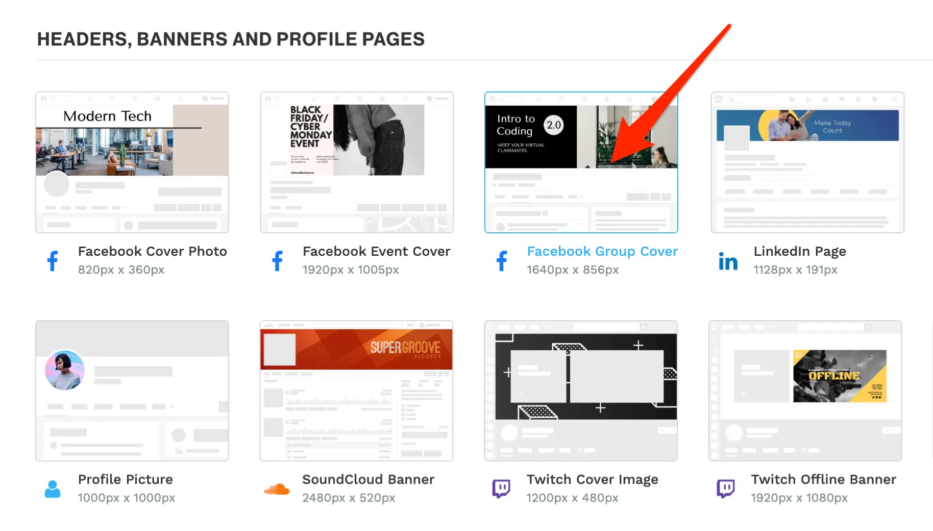 Facebook group cover photo template size from Snappa