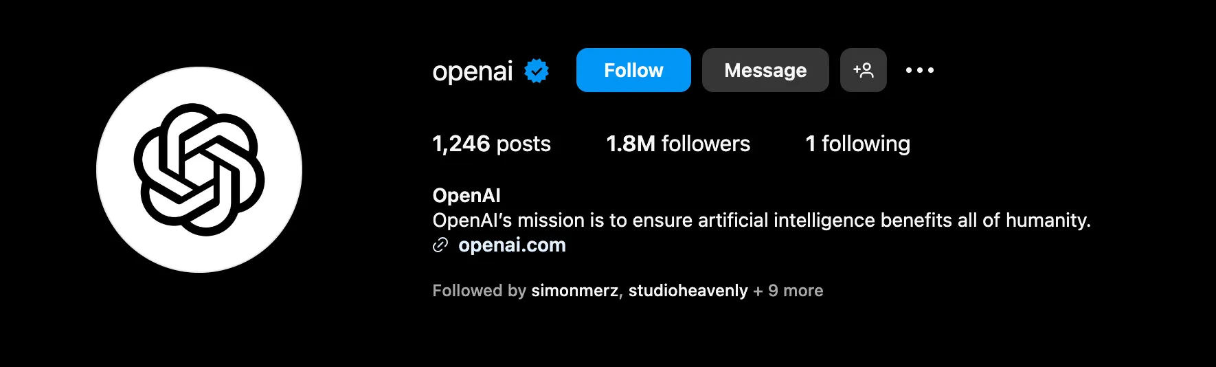 OpenAI Instagram profile
