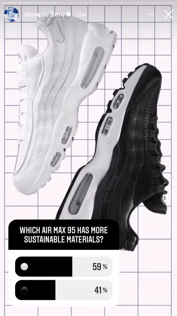 Instagram Story poll example from Nike