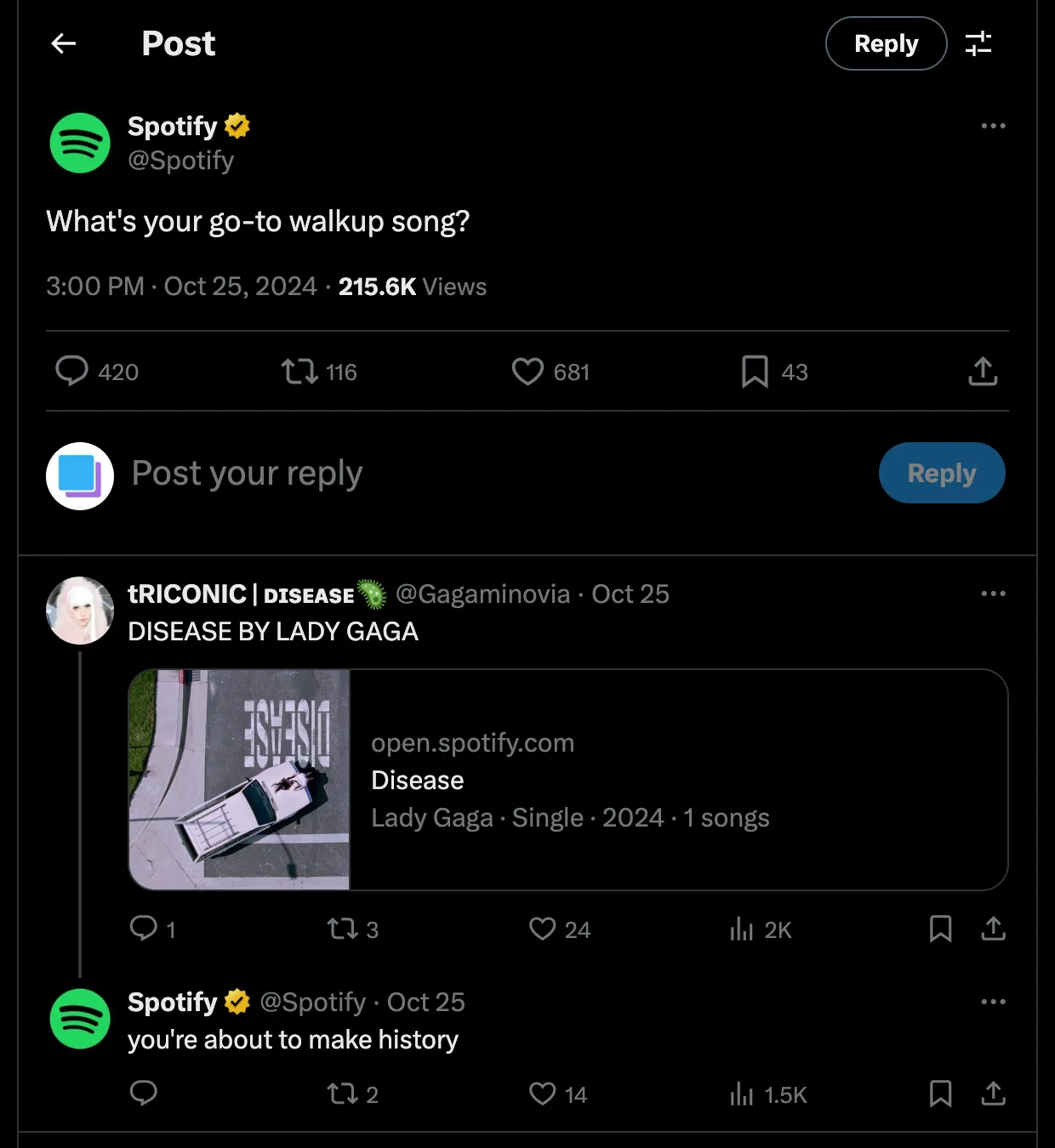 Spotify's X account feed