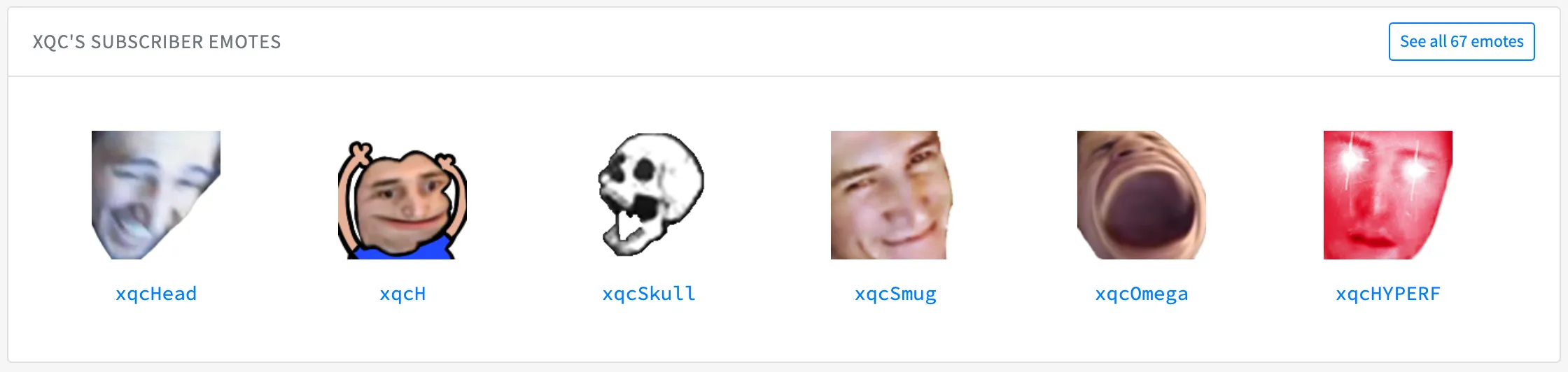 xQc's Twitch subscriber emotes