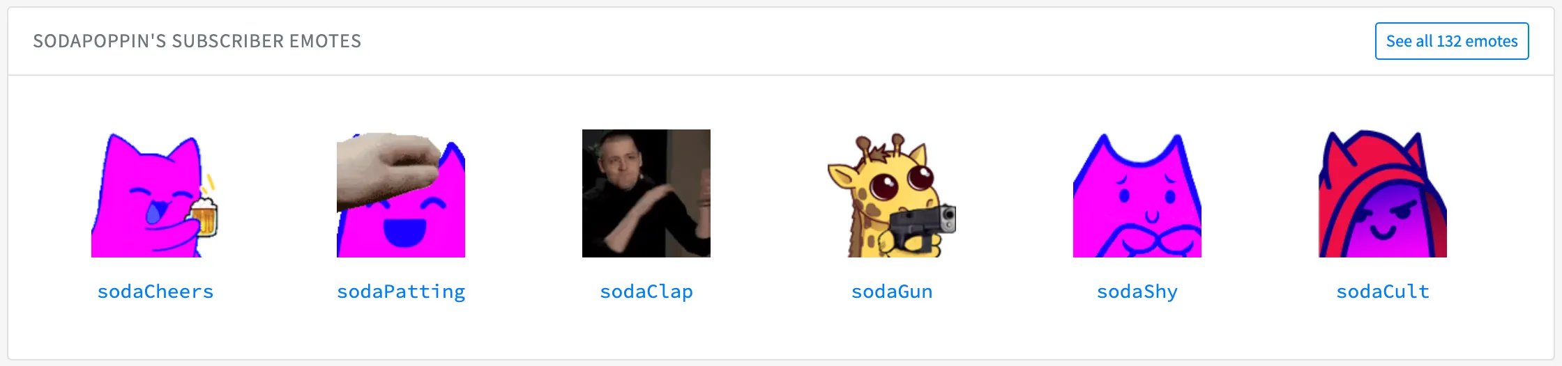 Sodapoppin's Twitch subscriber emotes