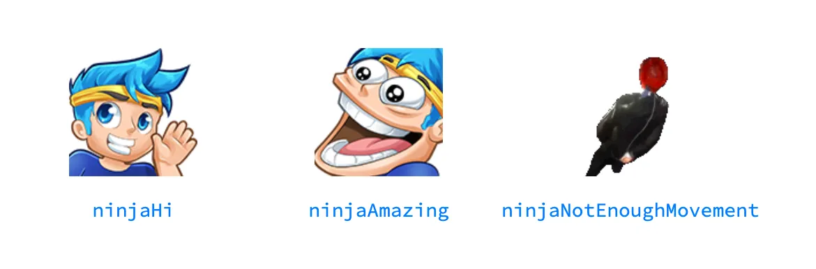Ninja's Twitch emotes from twitchmetrics.net