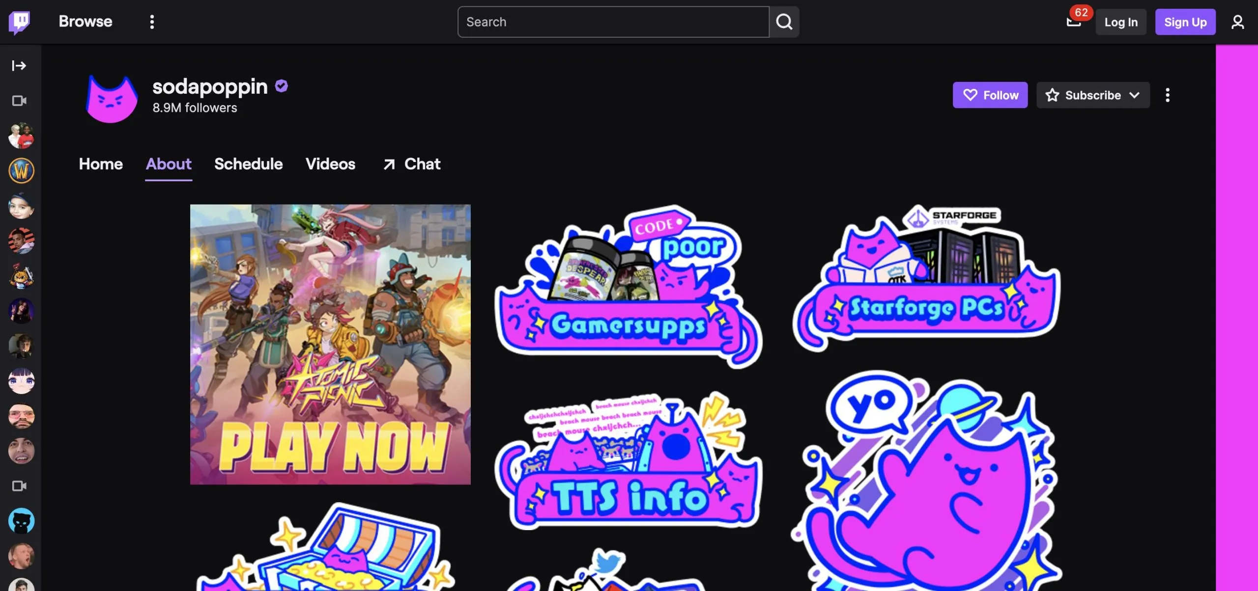 Sodapoppin Twitch panel example