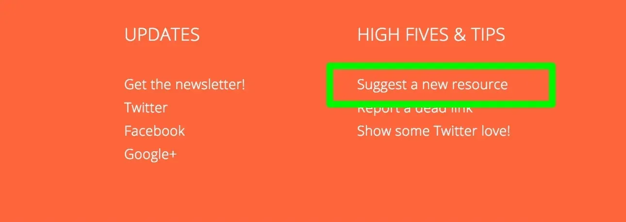 A screenshot of Startup Stash with a link to submit a new resource