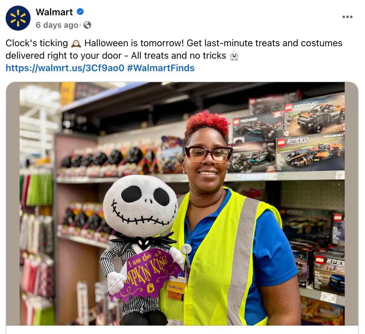 Photo of a Walmart team member from Walmart Facebook account